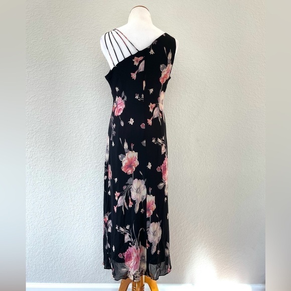 Vintage Asymmetrical One-Shoulder Midi Floral Dress - Picture 8 of 14